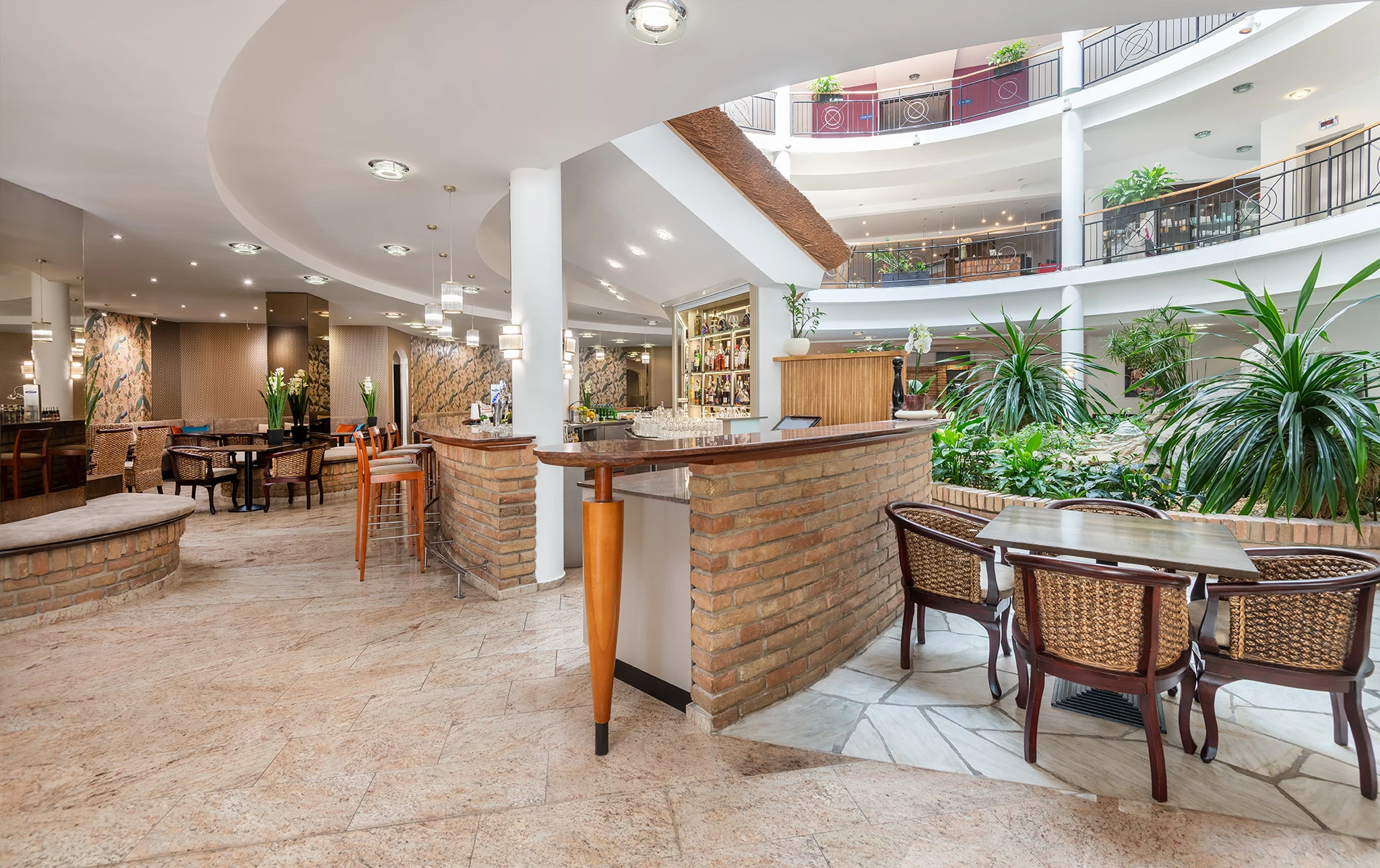 Stylish Hotel Bar and Lobby Area