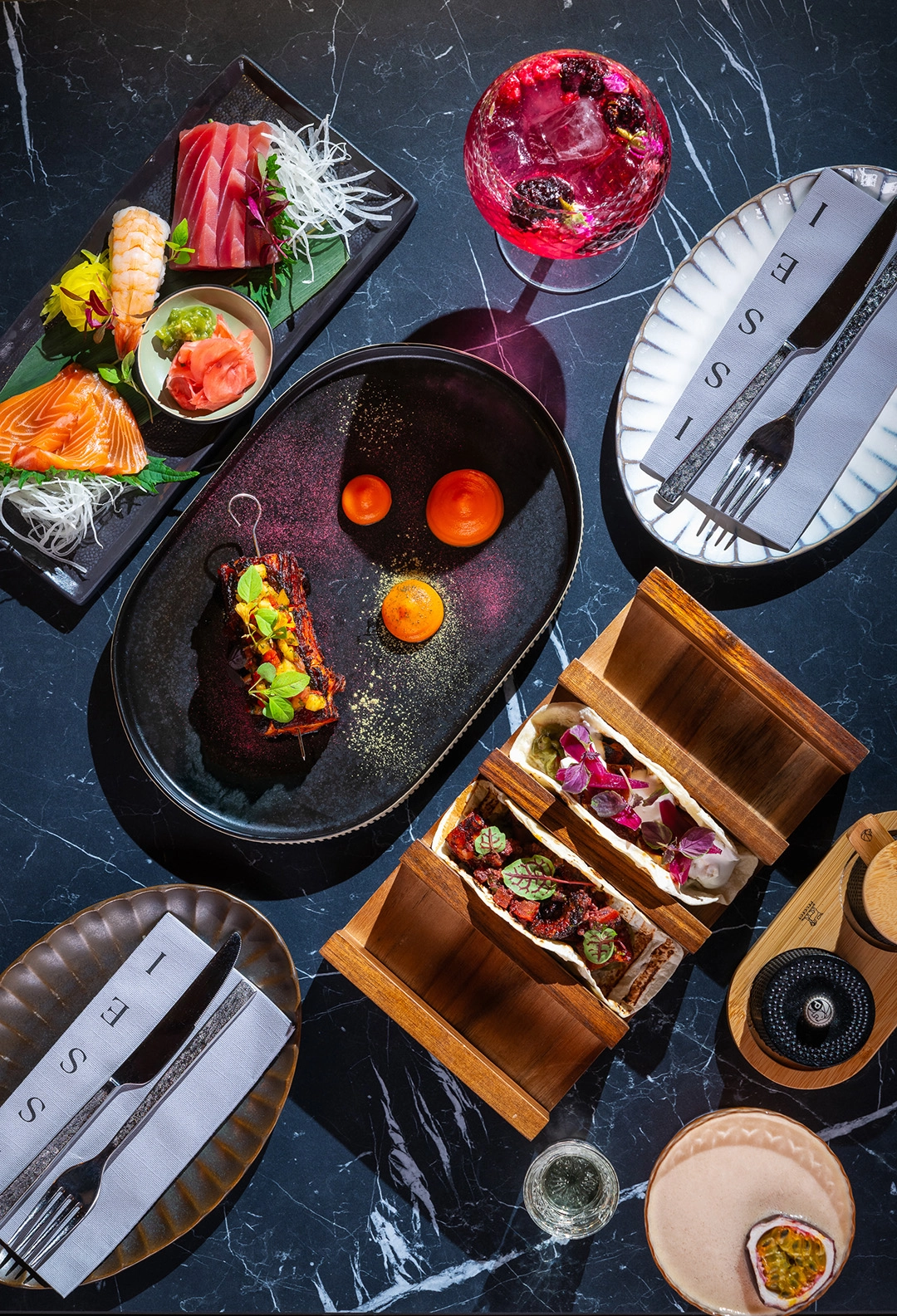 Signature cocktail with smoke effect at ISSEI Skybar Budapest